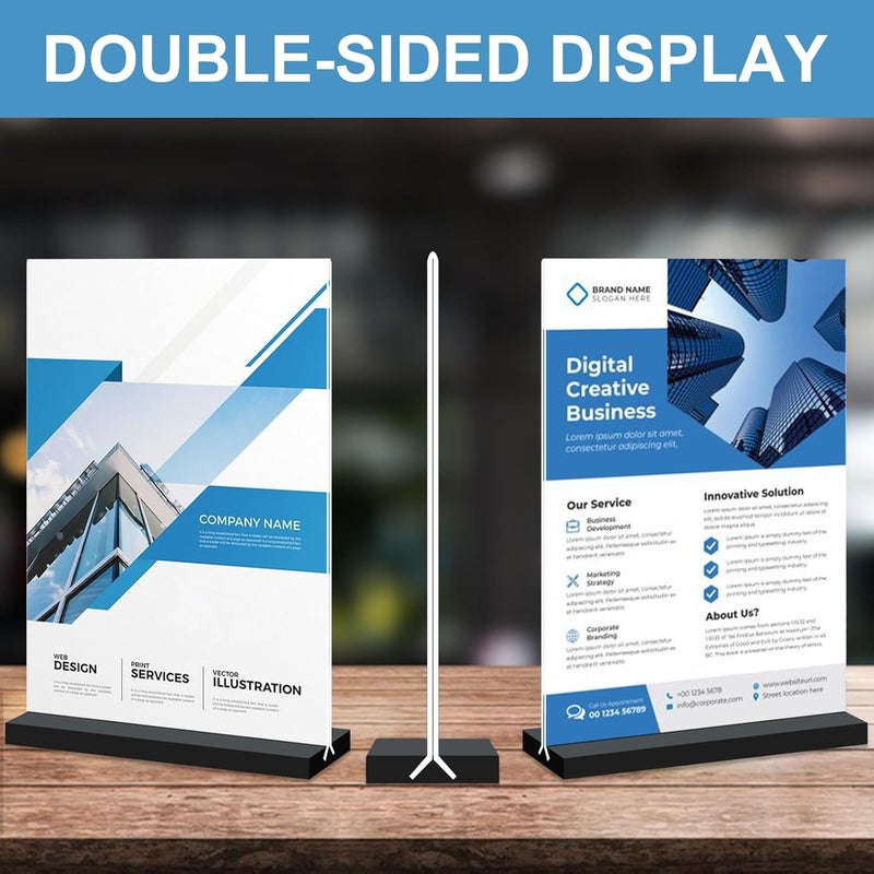 Seencool Acrylic Sign Holder 5x7 - 10Pack Vertical Double Sided Acrylic Sign Stands, Clear Table Menu Display Stand Paper Holder, Plastic Flyer Holder, Vendor Booth Display Items - Image 4